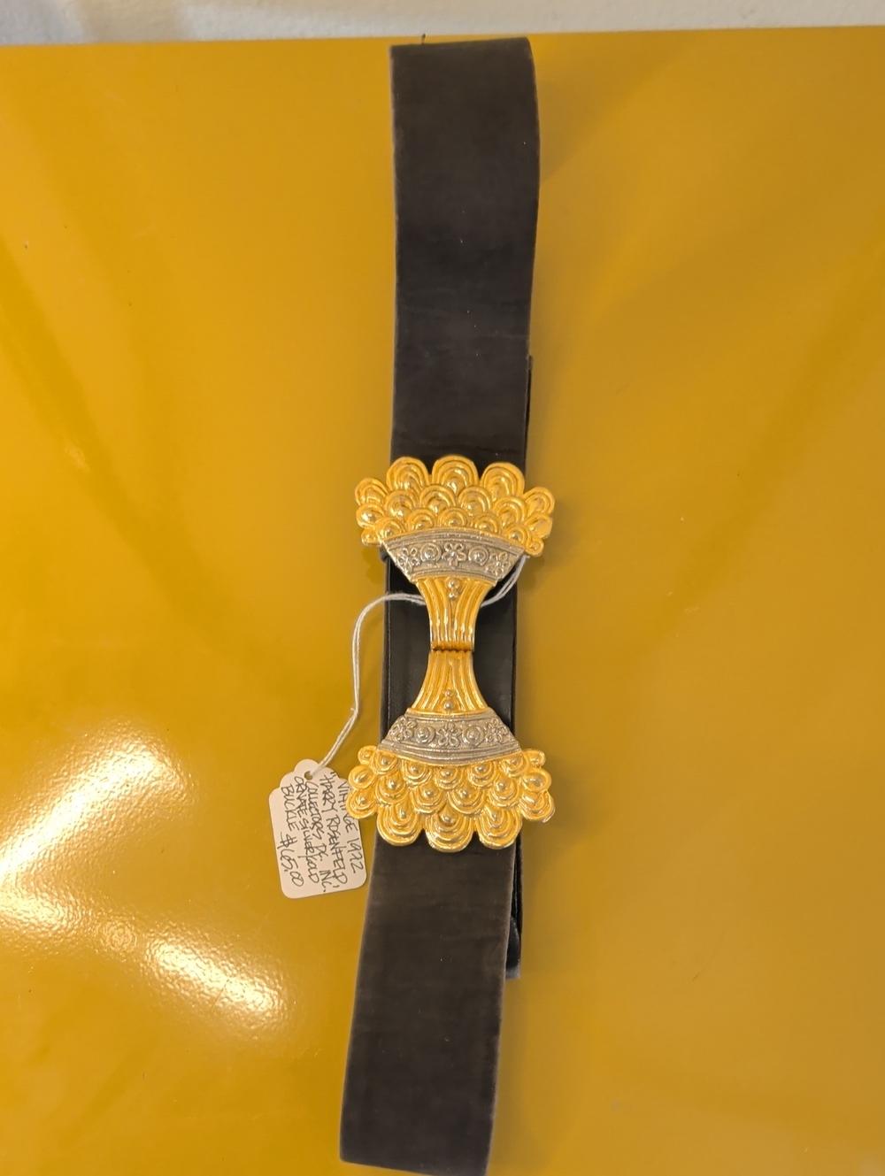 Gold-Accented Black Velvet Waist Belt for Women